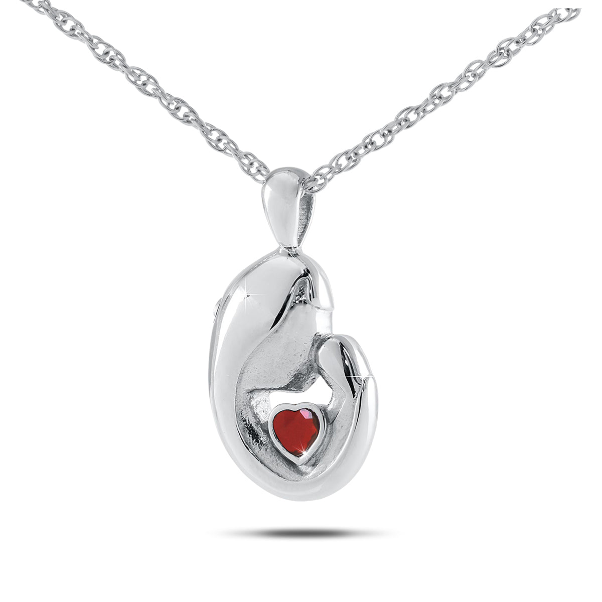January w/ Garnet Sterling Silver Keepsake